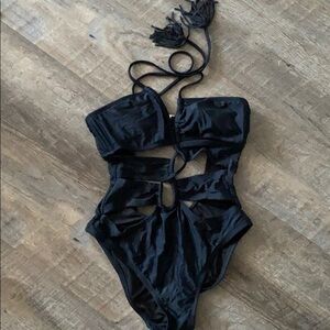 Mossimo Black One Piece Cutout Swimsuit